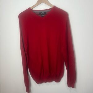 Men’s Foxcroft Cashmere Red V-Neck Pullover Sweater